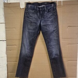 7 For All Mankind Women's Straight Leg Jeans in Dark Gray